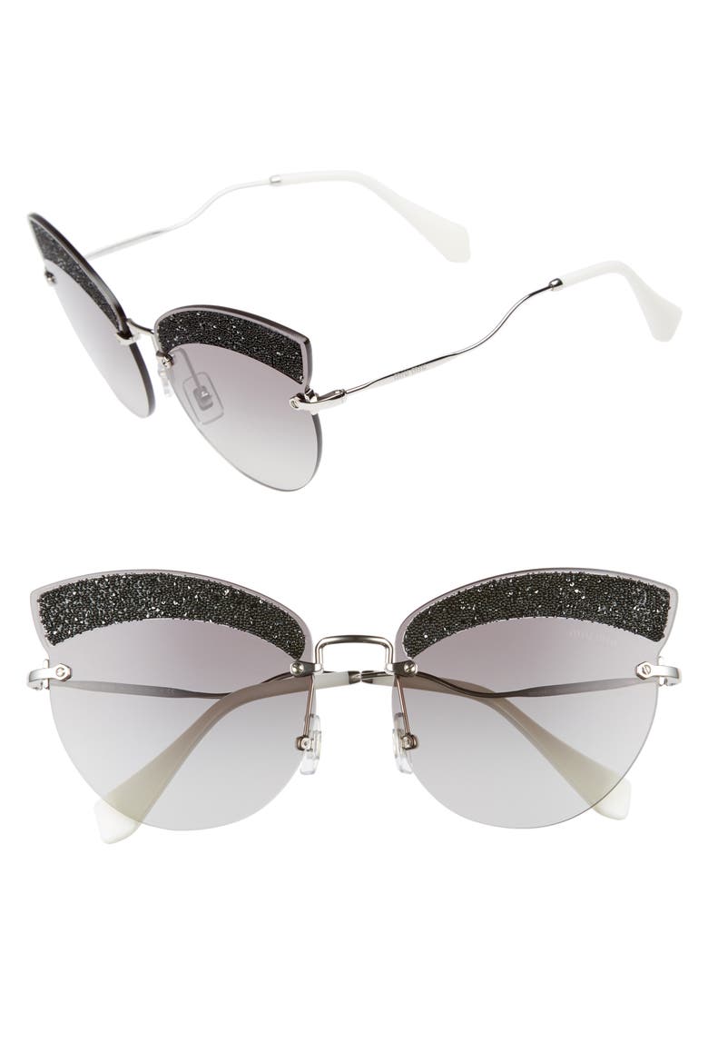65mm Cat Eye Sunglasses, Main, color, SILVER