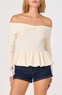 ASTR the Label Tiarra Off-the-Shoulder Peplum Sweater