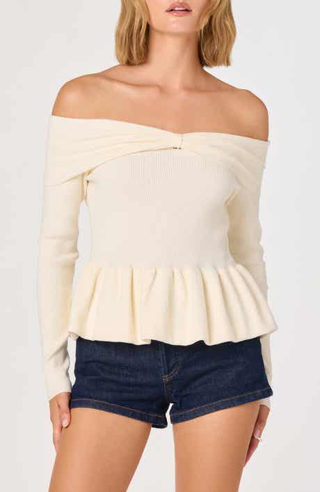 Tiarra Off-the-Shoulder Peplum Sweater