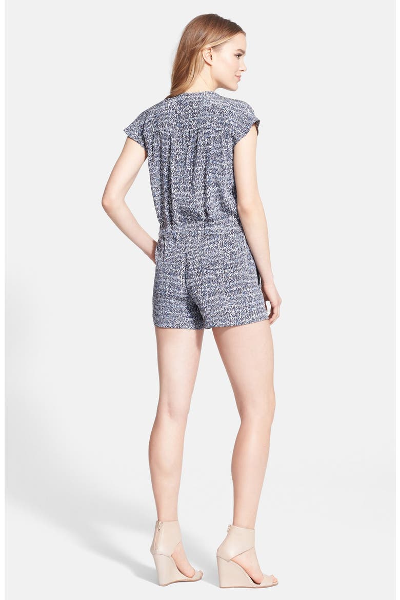 'Static' Print Silk Romper, Alternate, color, CHARCOAL COMBO
