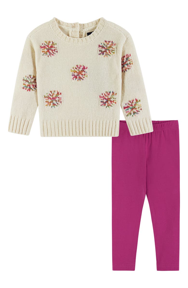 Andy & Evan Snowflake Sweater & Leggings Set, Main, color, White Snowflake