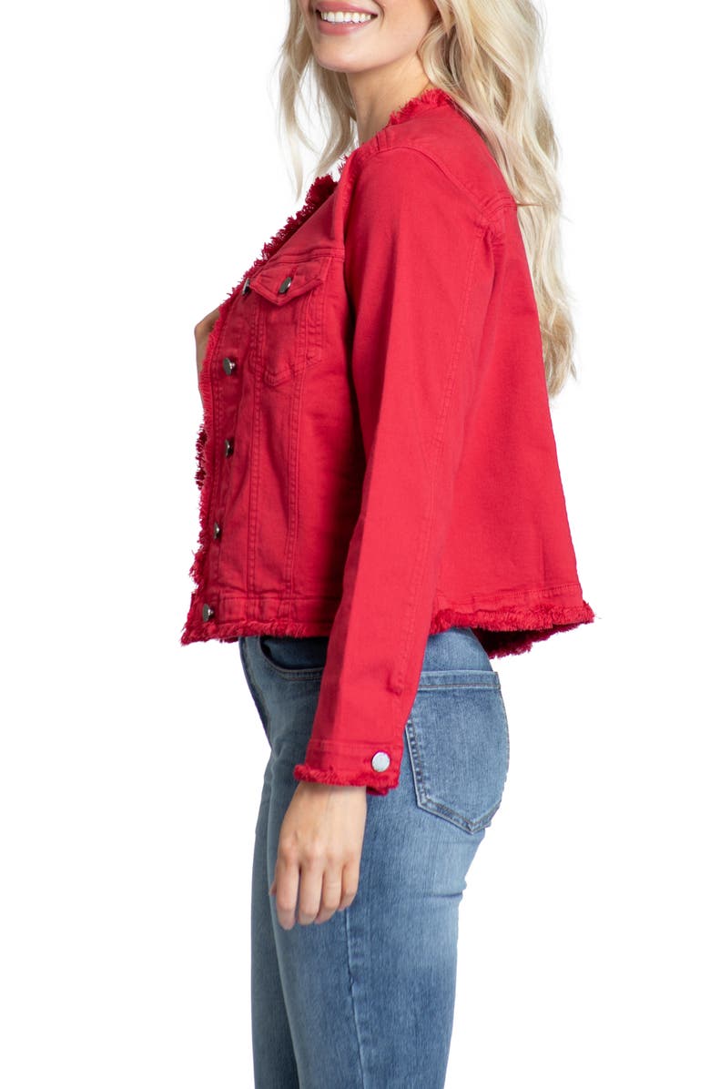 APNY Frayed Collarless Denim Jacket, Alternate, color,