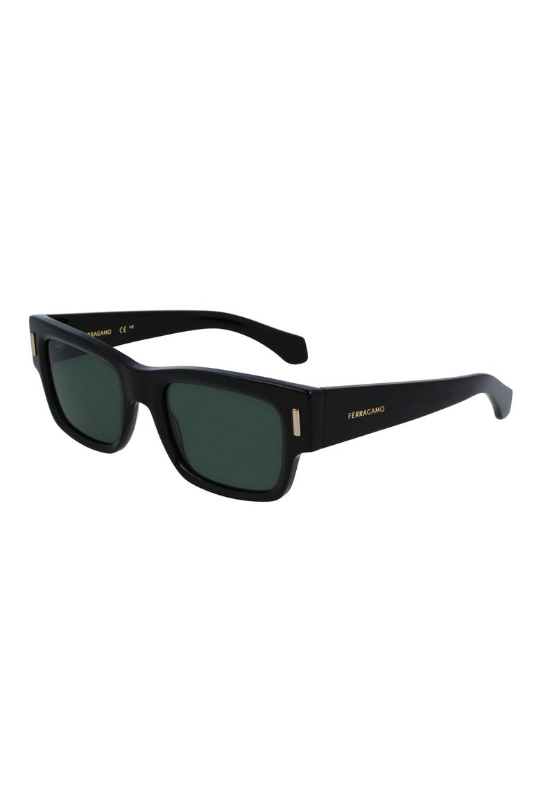 Rivets 53mm Rectangular Sunglasses, Alternate, color, BLACK