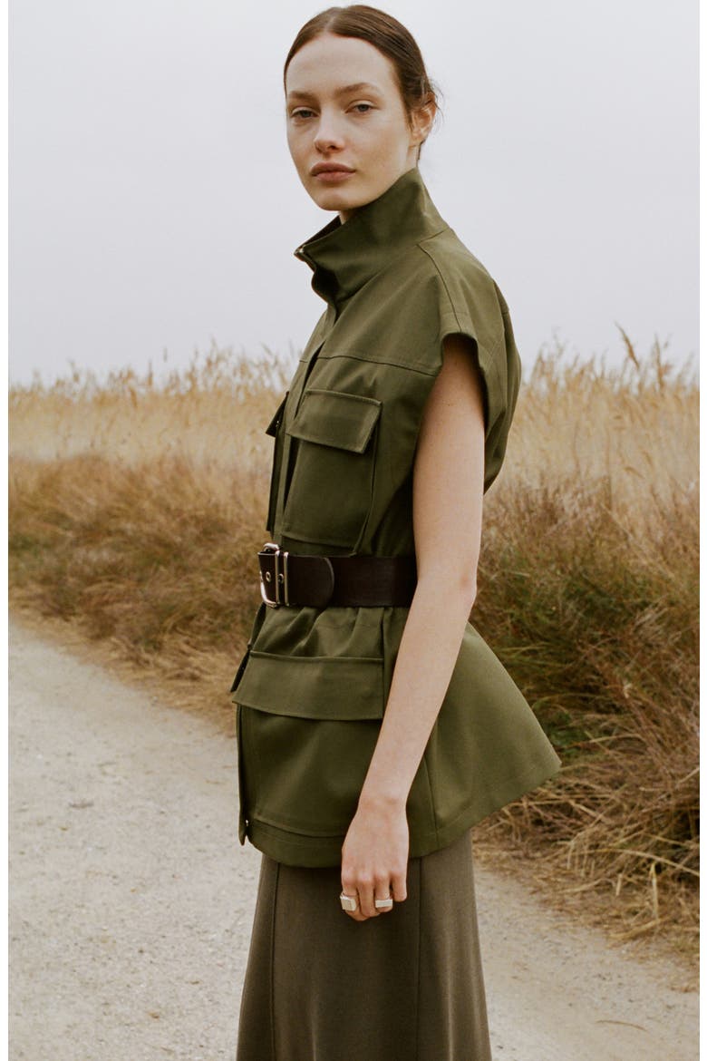 Modal Blend Midi Skirt, Alternate, color, KHAKI GREEN