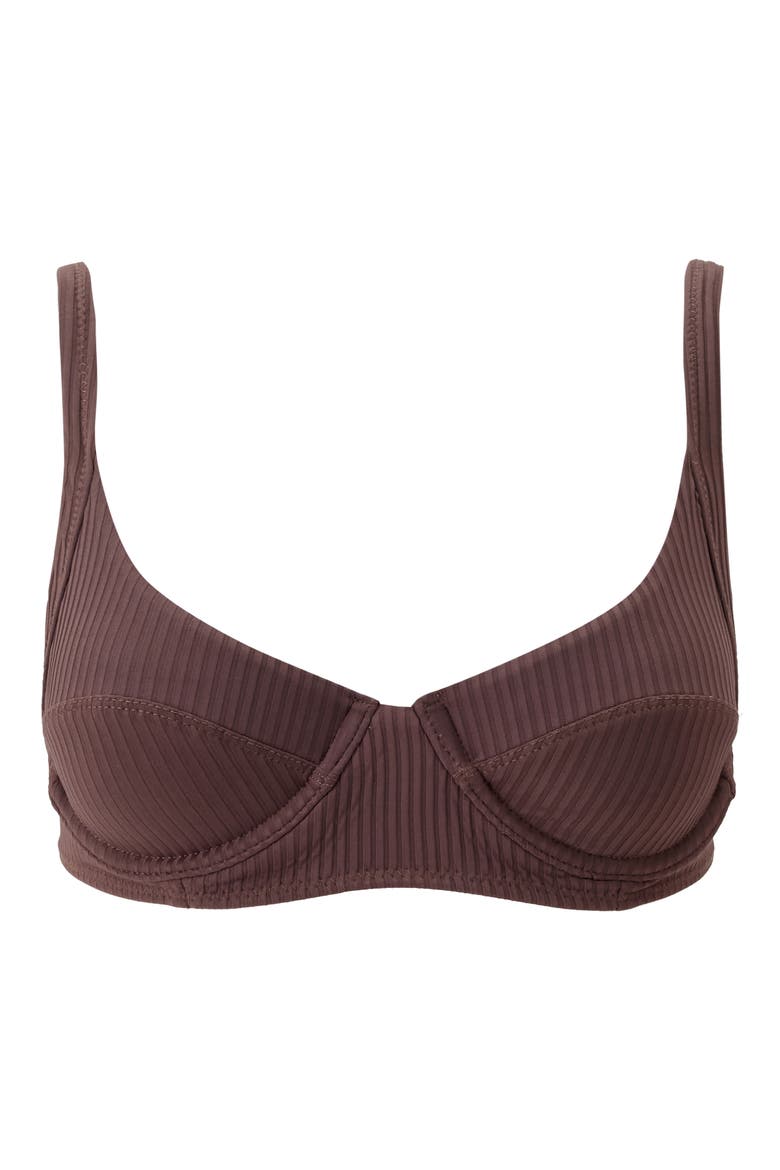 Noto Underwire Swim Top, Alternate, color, BROWN RIBBED