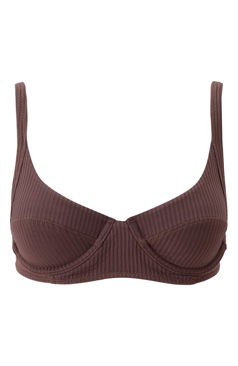 Melissa Odabash Noto Underwire Swim Top, Alternate, color, Brown Ribbed