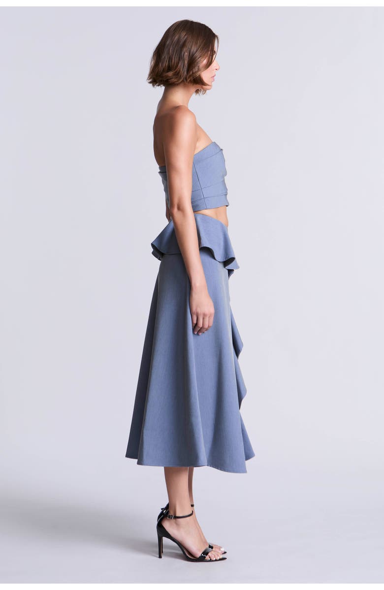 BCBGMAXAZRIA Solid Suiting Fabric Bustier, Alternate, color, Yarn Dye Denim Blue Suiting