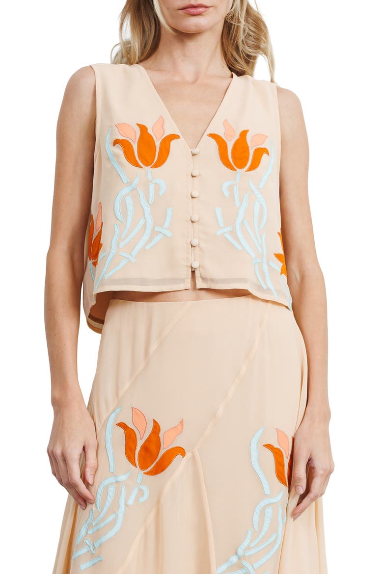 Verda Appliqué Crop Vest, Alternate, color, ORANGE