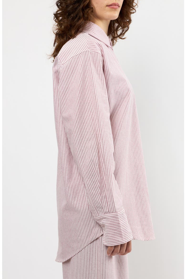 The Oxford Stripe Button-Up Shirt, Alternate, color, BURGUNDY