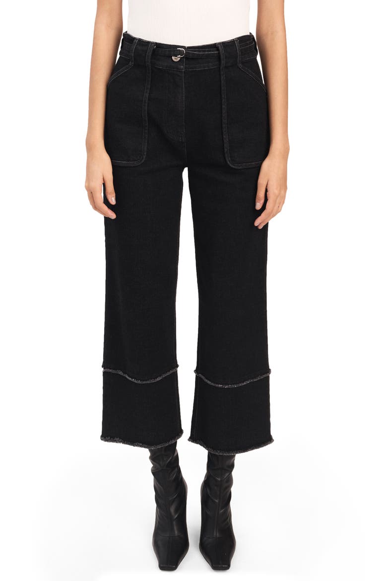 Zuri Crop Wide Leg Jeans, Main, color, BLACK