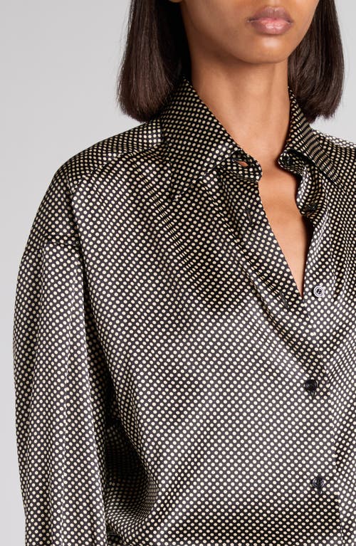 Tom Ford Relaxed Fit Stretch Silk Satin Button-up Shirt In Gray