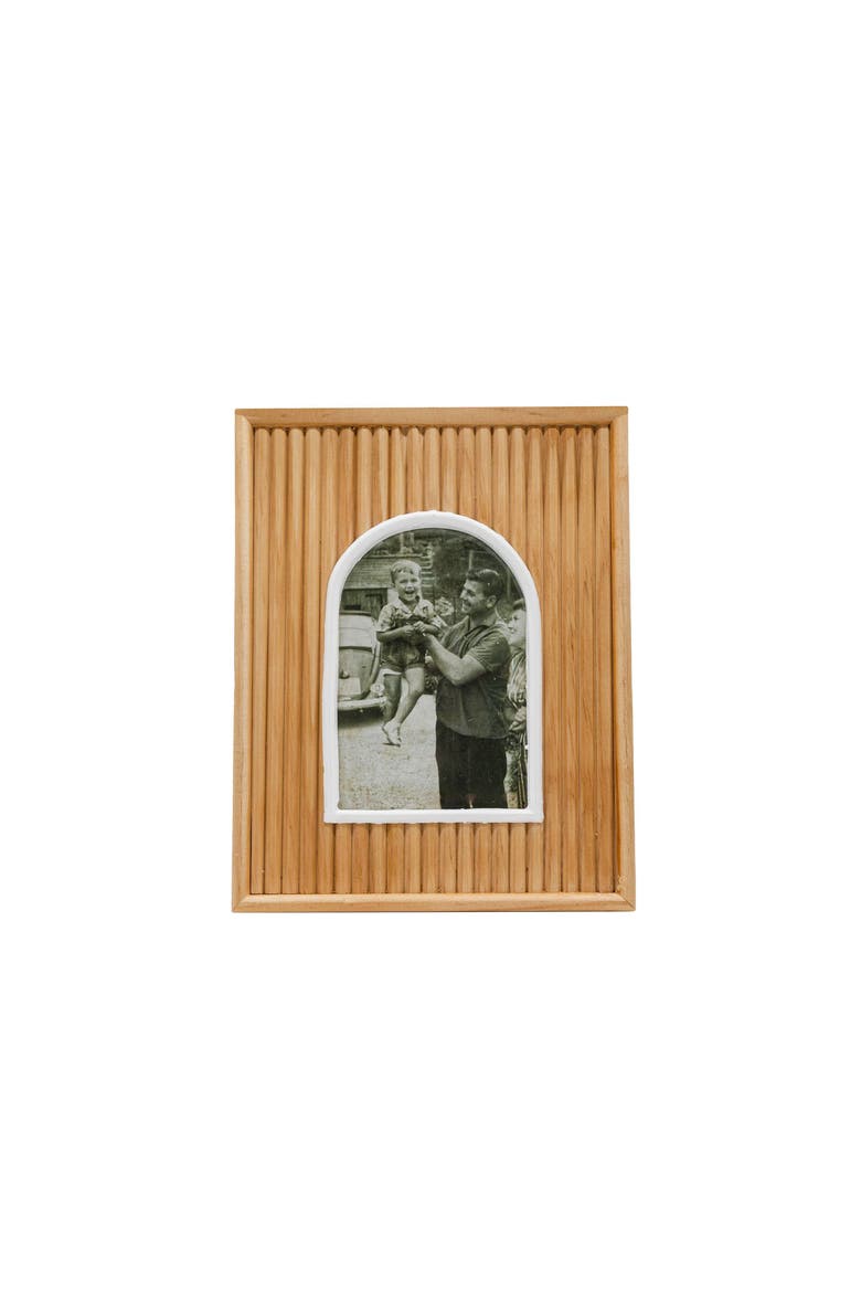 4x6 Ribbed Arch Photo Picture Frame w/ Glass Pane, Main, color, Brown