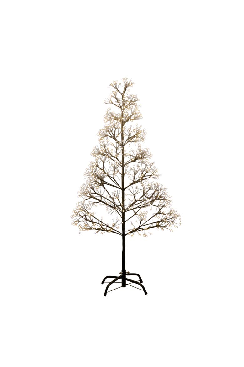 4-ft Pre-Lit Artificial Halloween Black Starburst Tree with 800 Fairy Warm White LED Lights, Main, color, Black