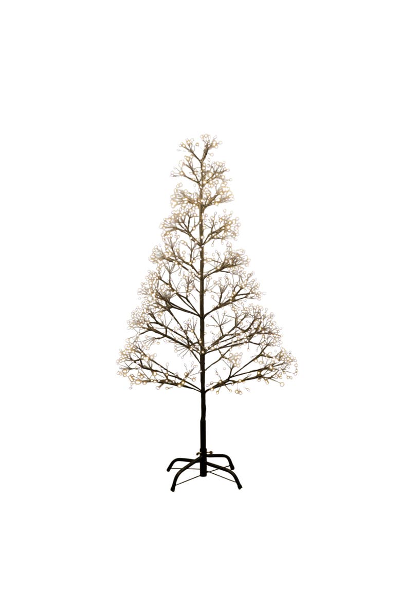 NEARLY NATURAL 4-ft Pre-Lit Artificial Halloween Black Starburst Tree with 800 Fairy Warm White LED Lights, Main, color, Black