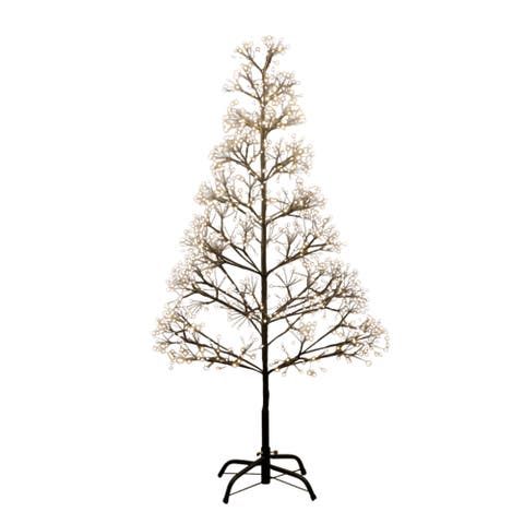 4-ft Pre-Lit Artificial Halloween Black Starburst Tree with 800 Fairy Warm White LED Lights
