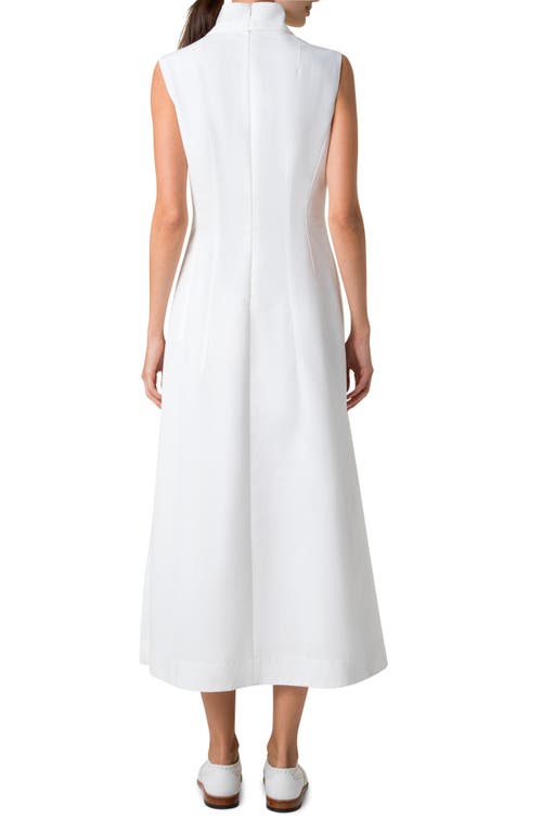 Shop Akris Tie Neck Sleeveless Maxi Dress In Pure White