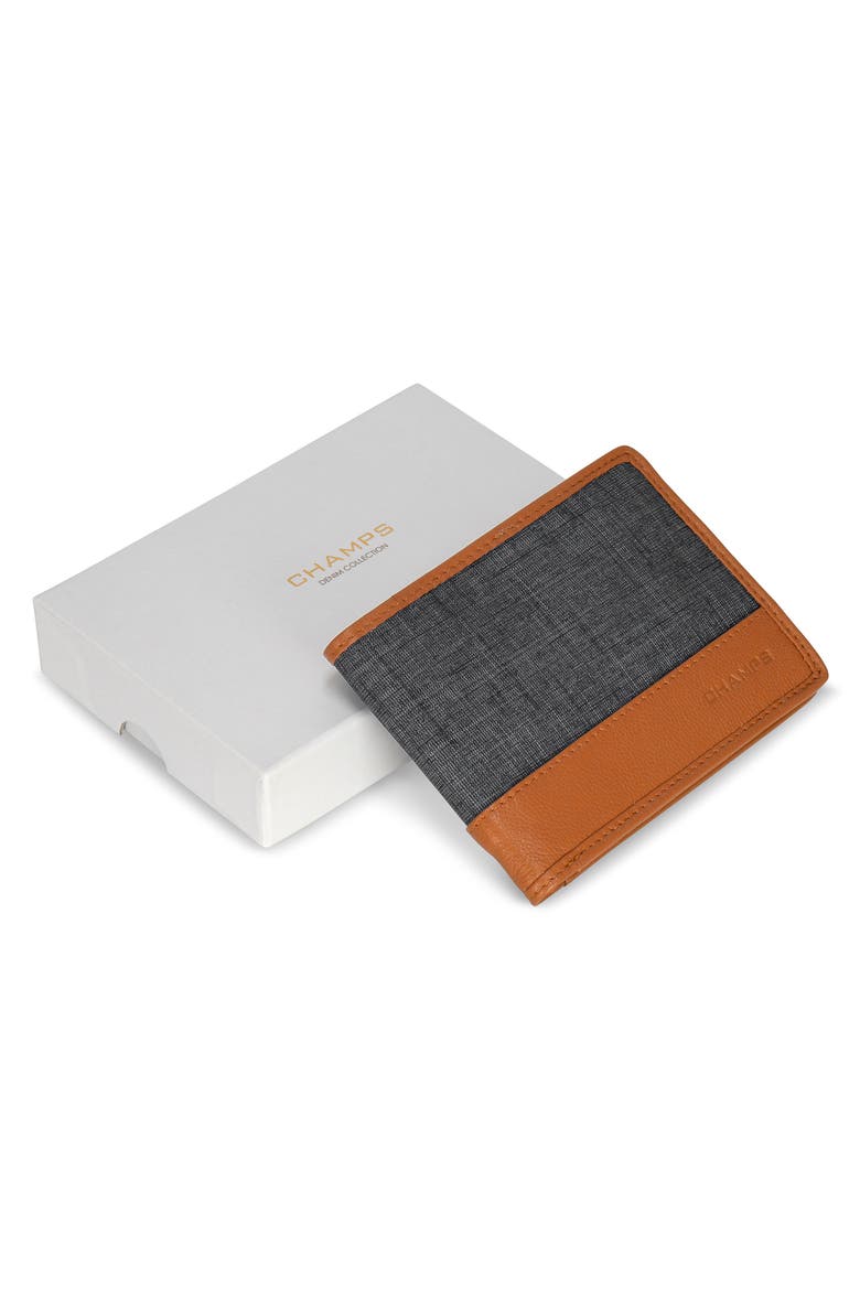 Denim Bifold Wallet, Alternate, color, TAN/ BLACK