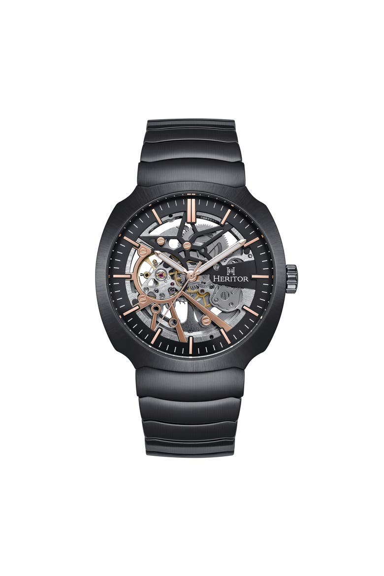 Magnus Stainless Steel-Band Watch, Main, color, Gunmetal/Rose Gold