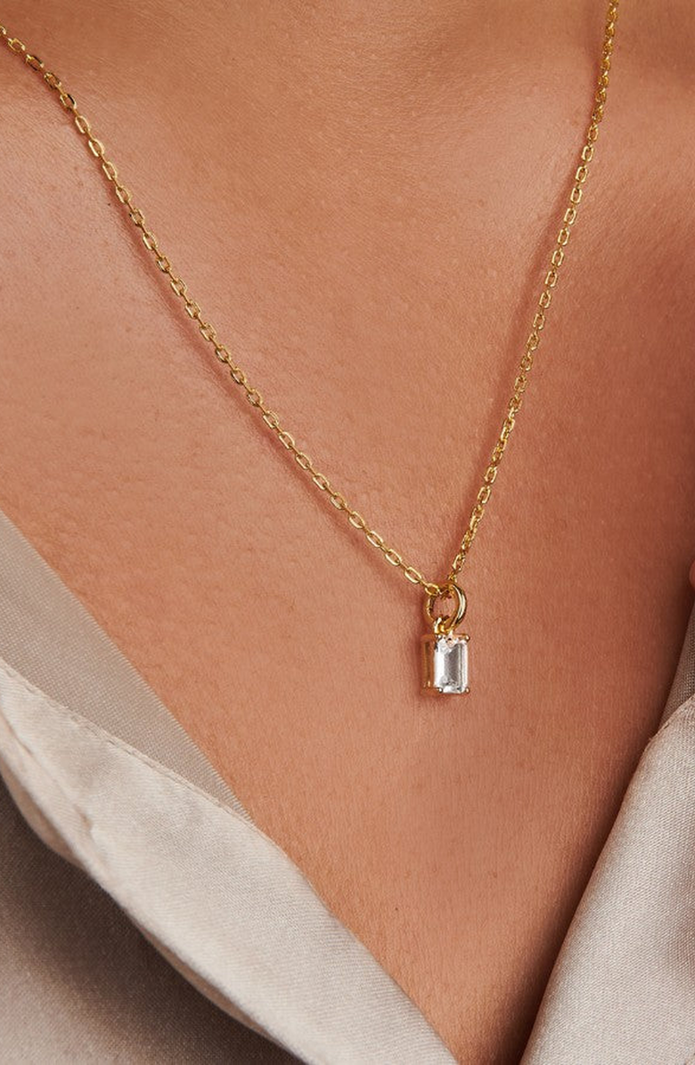 Little Sky Stone Birthstone Necklace, Alternate, color, Moissanite / April