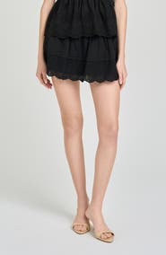 WAYF Goldie Embroidered Detail Cotton Miniskirt