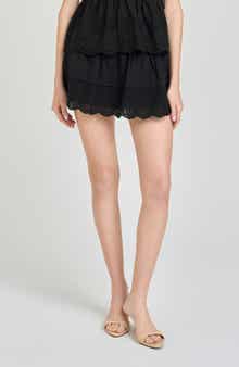 x Hannah Lovey Porter Goldie Embroidered Detail Cotton Miniskirt (Nordstrom Exclusive)