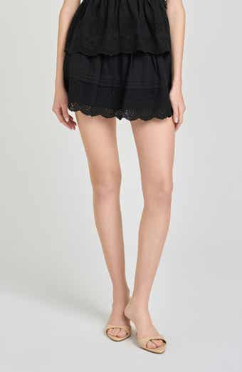 x Hannah Lovey Porter Goldie Embroidered Detail Cotton Miniskirt (Nordstrom Exclusive)