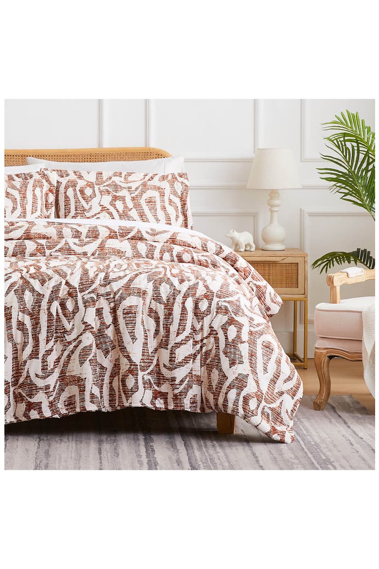 Khari Reversible Duvet & Sham Set, Alternate, color, RUST