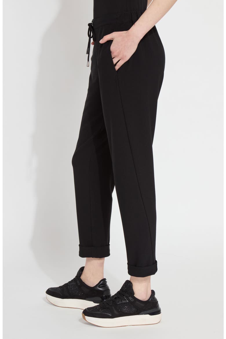 Julia Crepe Cuffed Joggers, Alternate, color, BLACK