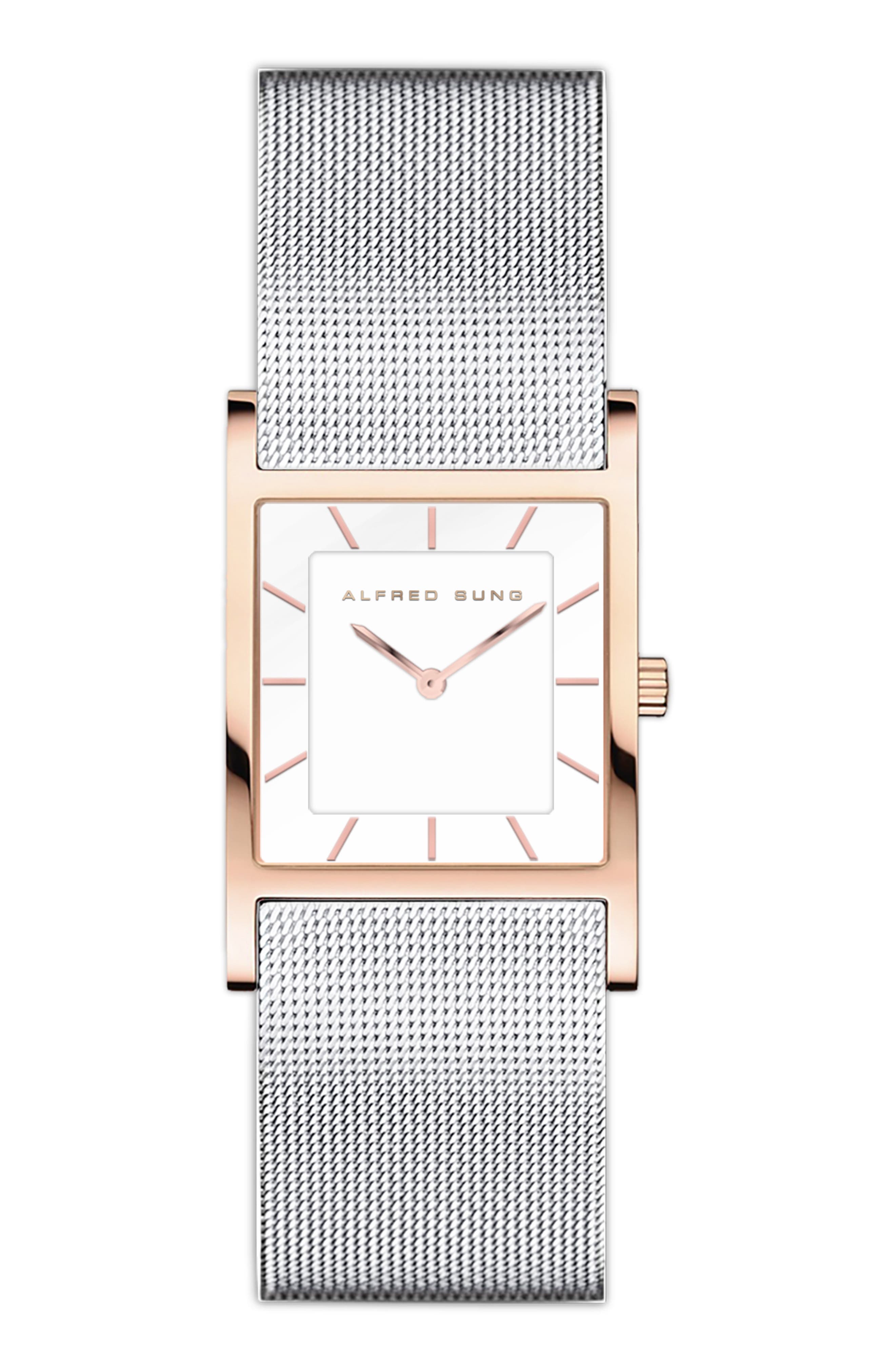 Two-Tone Mesh Strap Watch, 26mm