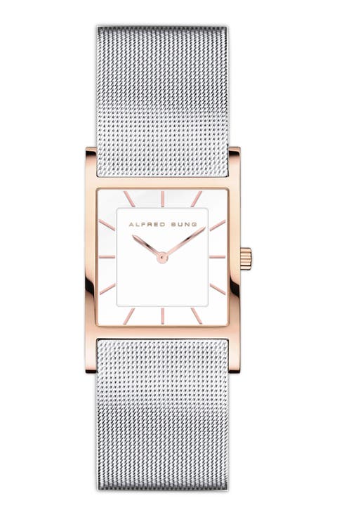 Two-Tone Mesh Strap Watch, 26mm