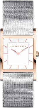 Alfred Sung Two-Tone Mesh Strap Watch, 26mm