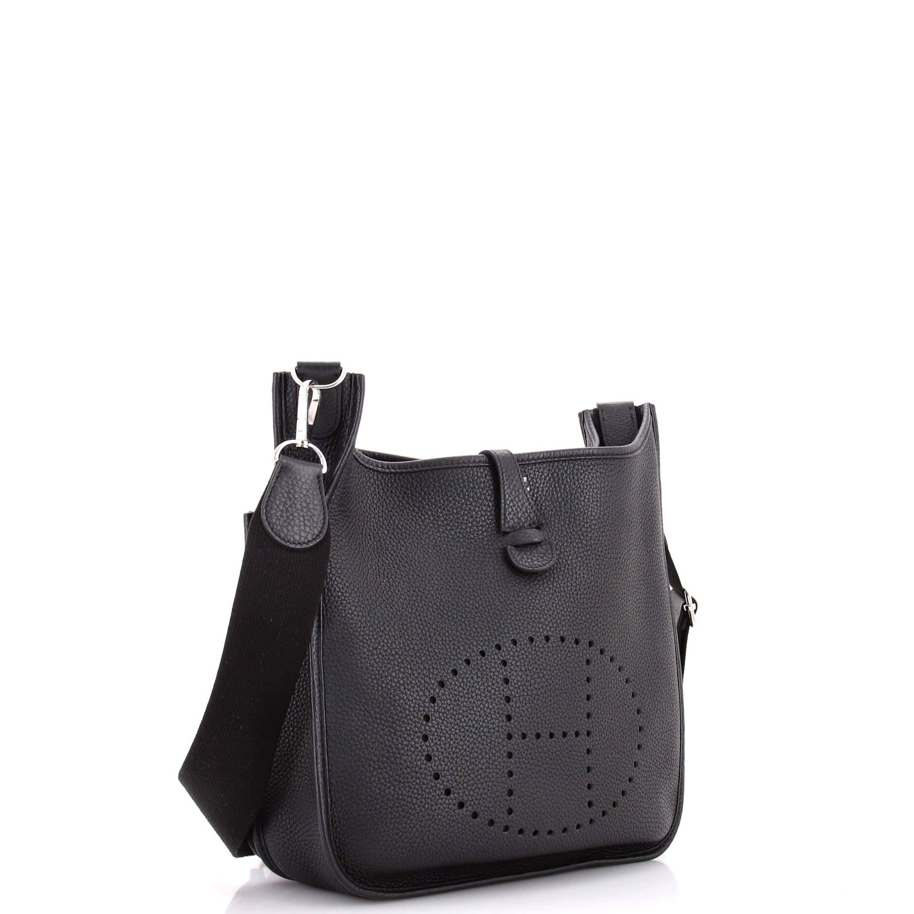 Pre-Owned Hermes Evelyne Bag Gen III Clemence PM, Alternate, color, Noir