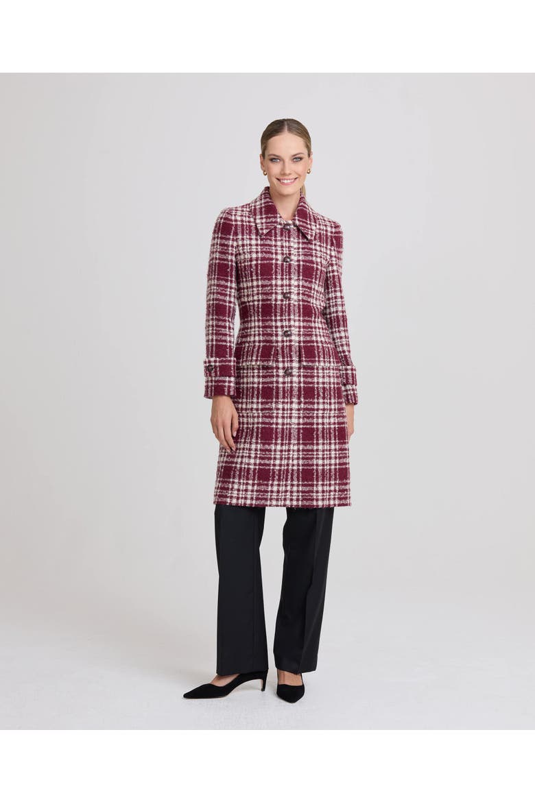 The Gentlewoman Wool and Mohair Check Coat, Alternate, color, Cranberry