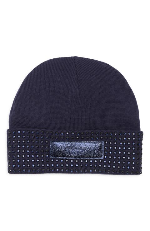 Logo Patch Crystal Cuff Beanie