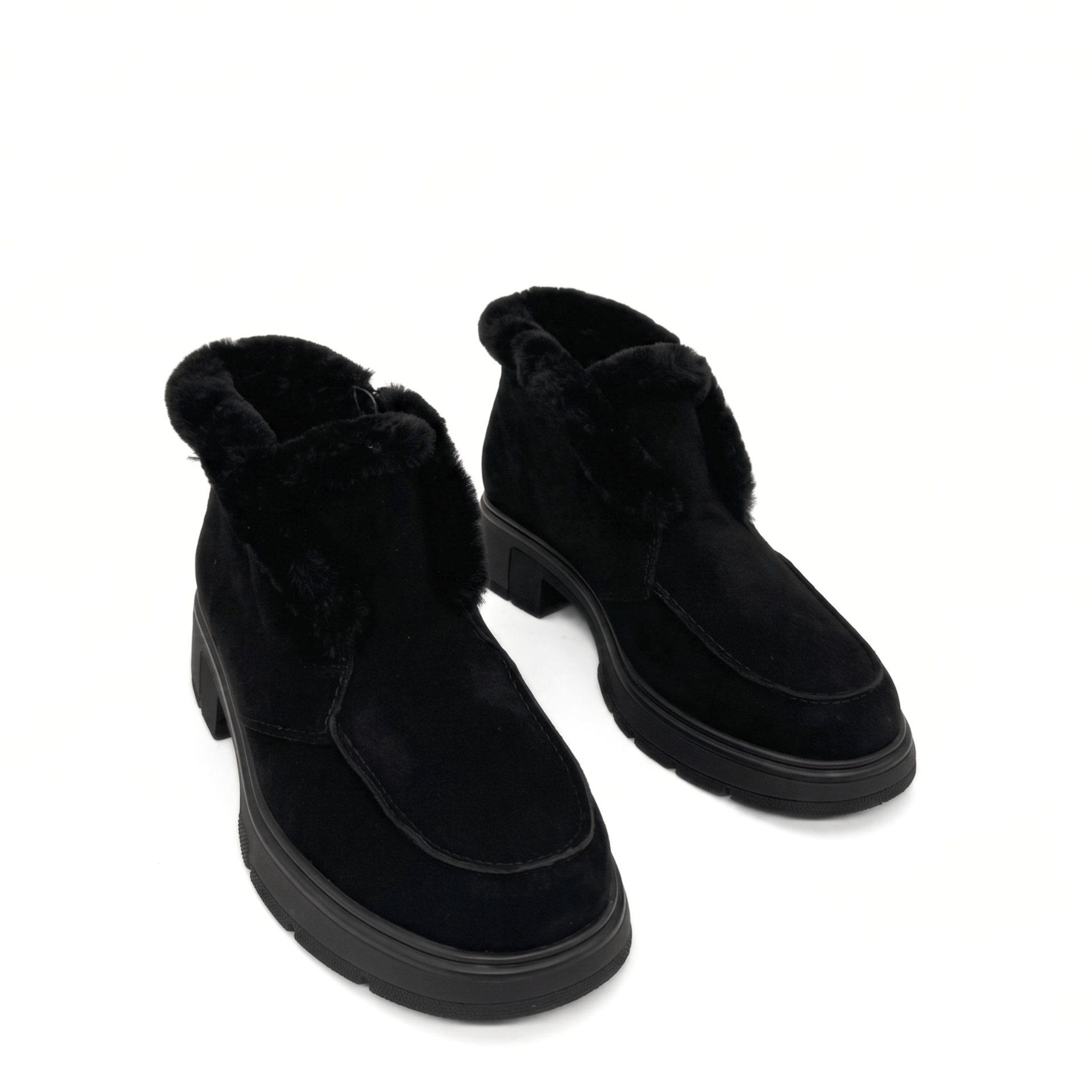 Meredith Suede Shearling Ankle Boot, Alternate, color, Black