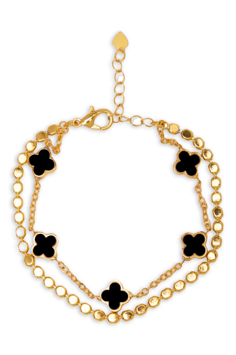 Clover Charm Bracelet, Main, color, BLACK
