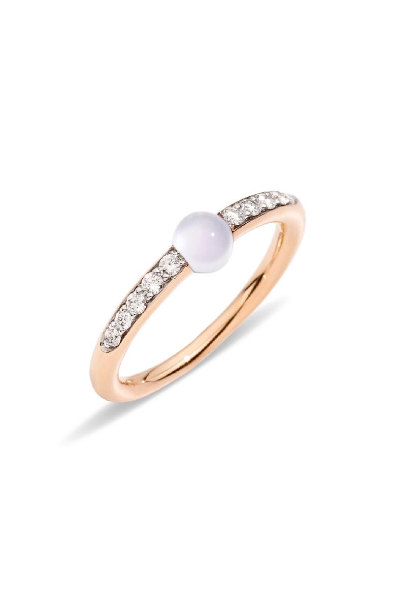 M'ama non M'ama Stone & Diamond Stacking Ring, Main, color, ROSE GOLD/ MOONSTONE/ DIAMOND