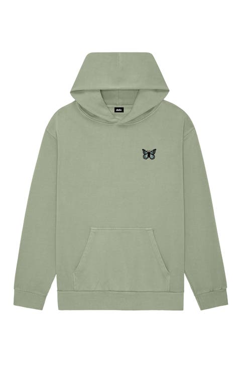 Womens Butterfly Midweight Fleece Relaxed Hooded Sweatshirt