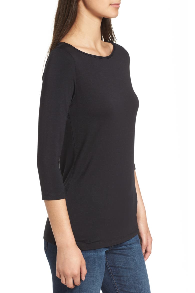Francoise Stretch Jersey Top, Alternate, color, BLACK