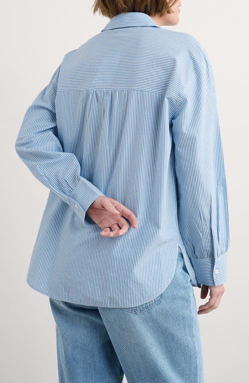 Seasalt Cornwall Sea Path Oversize Organic Cotton Poplin Button-up Shirt In Blue