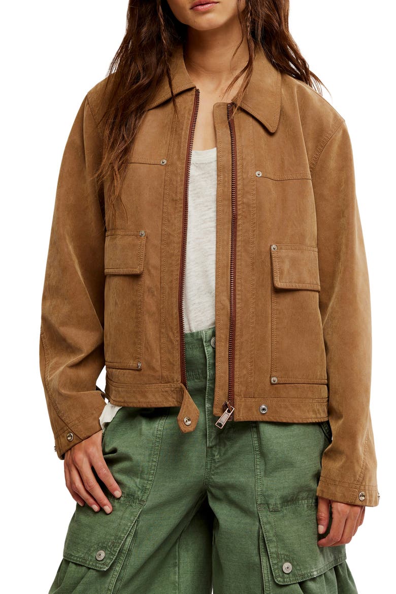 Blair Faux Suede Jacket, Main, color, CARAMEL CAFE