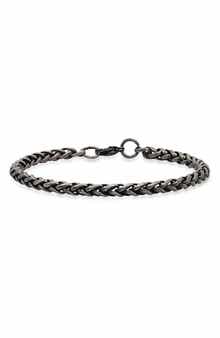 Men's Oxidized Stainless Steel Wheat Chain Bracelet