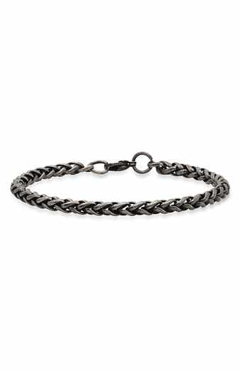 Men's Oxidized Stainless Steel Wheat Chain Bracelet