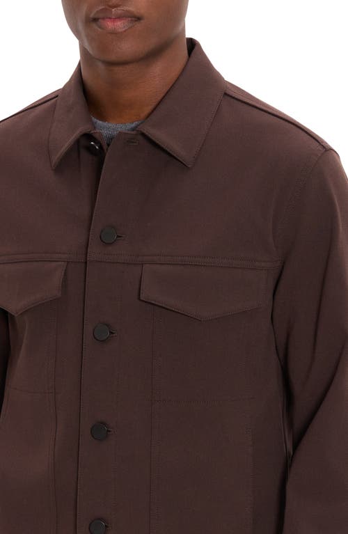 Theory River Cotton Blend Twill Trucker Jacket In Brown