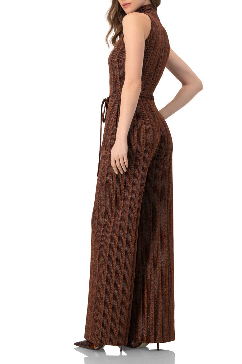 Wide-Leg Sleeveless Jumpsuit with Side Pockets, Alternate, color, Brown