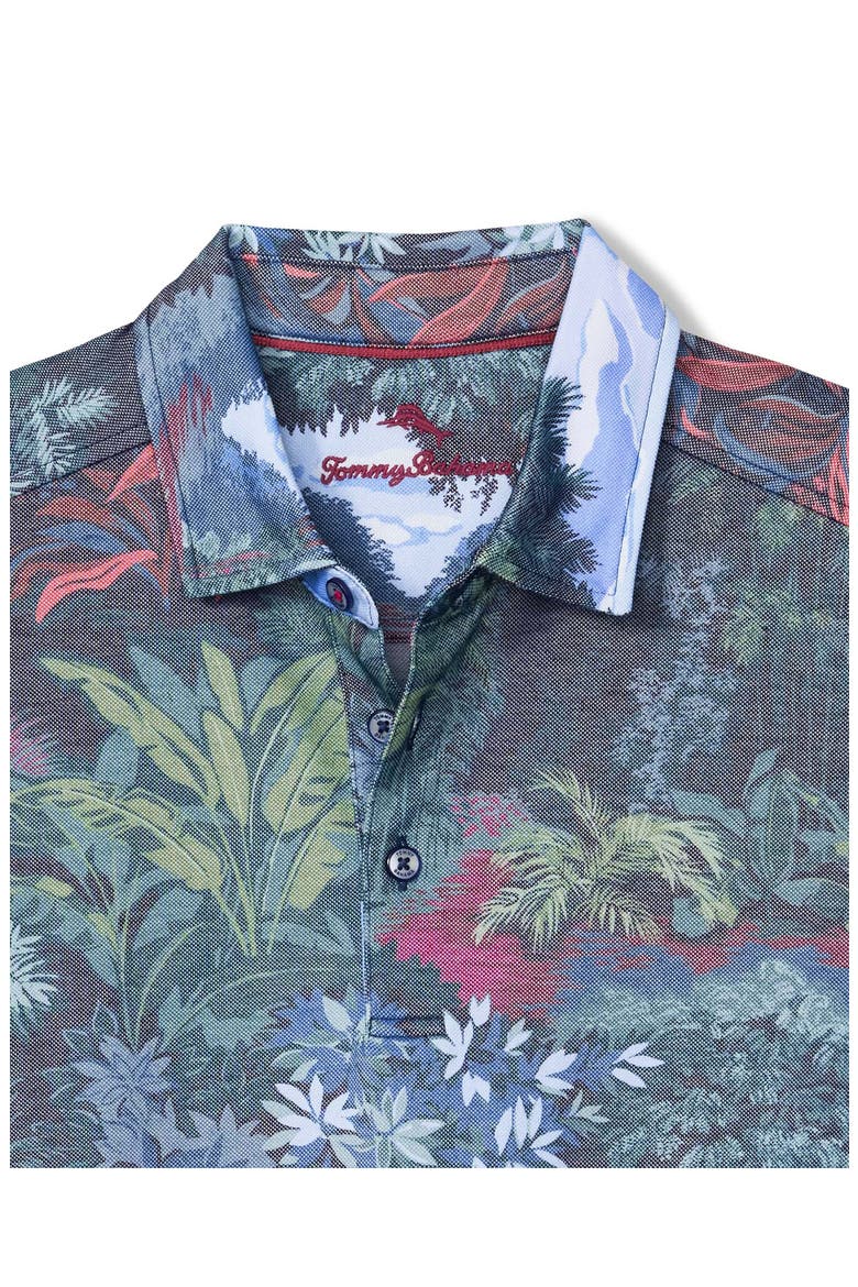 Geneva Jungle Floral Performance Cotton Blend Piqué Polo, Alternate, color, COASTLINE