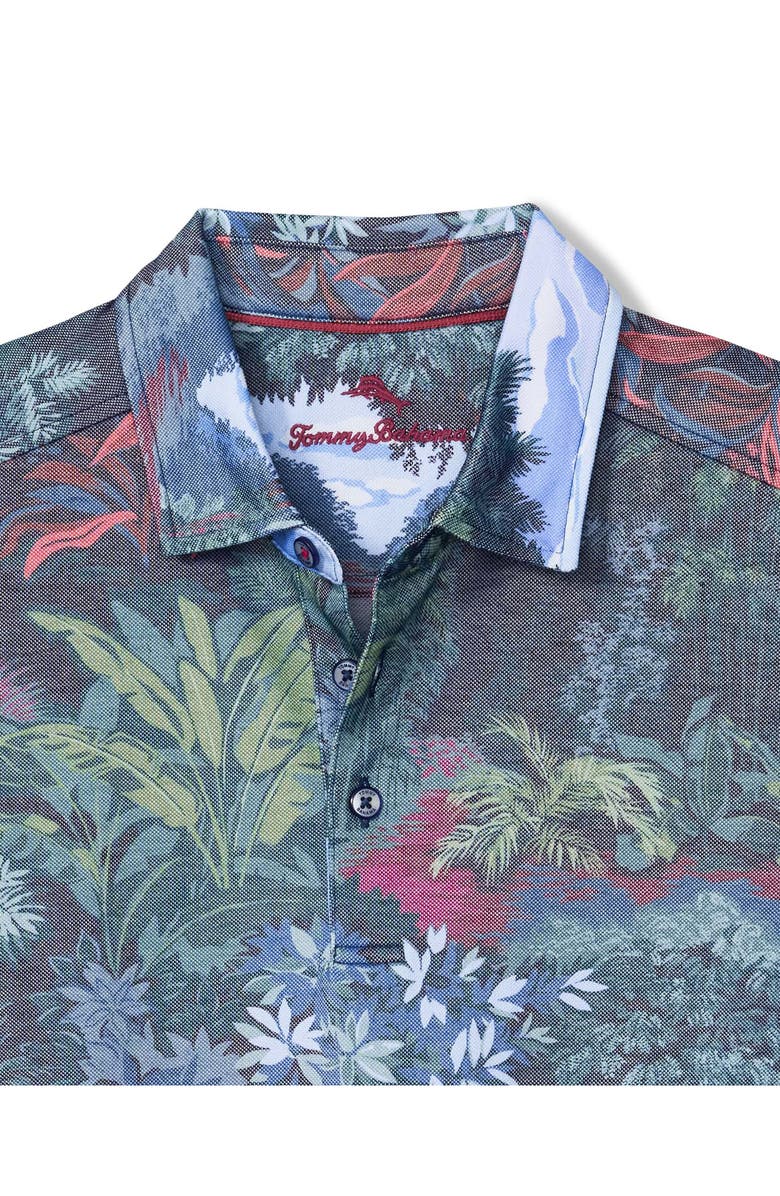 Tommy Bahama Geneva Jungle Floral Performance Cotton Blend Piqué Polo, Alternate, color, Coastline