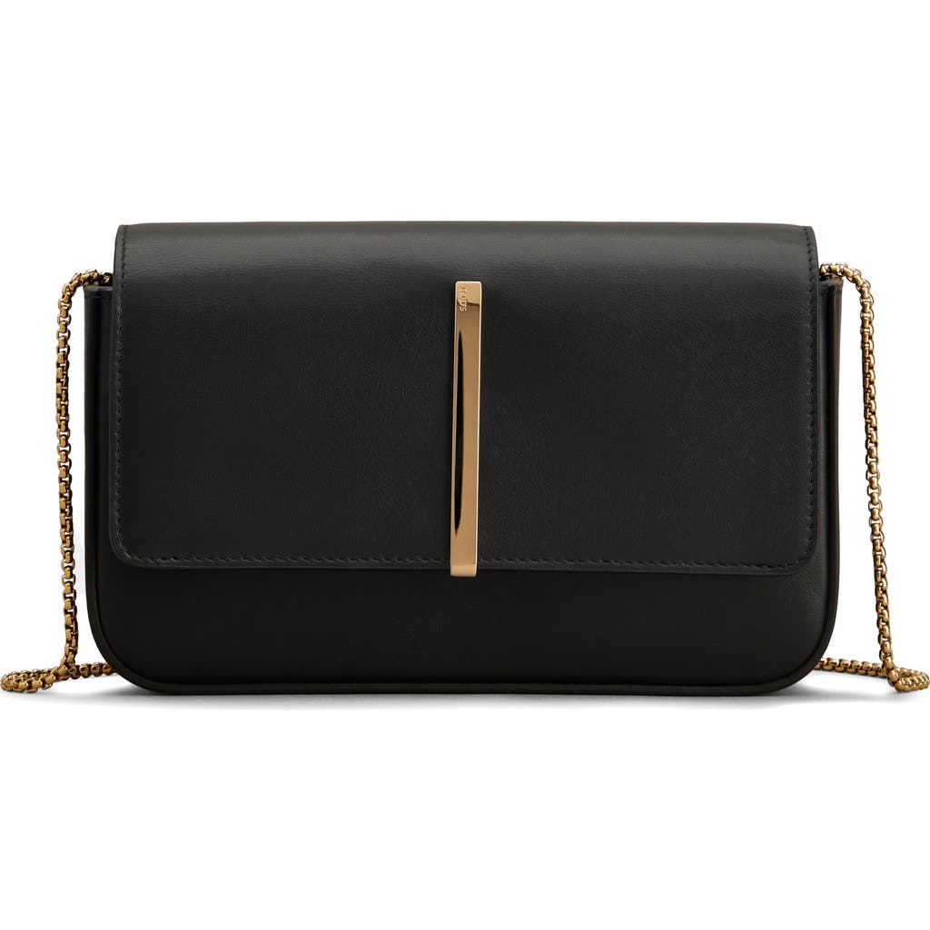 Tod's Mini Leather Flap Bag In Nero