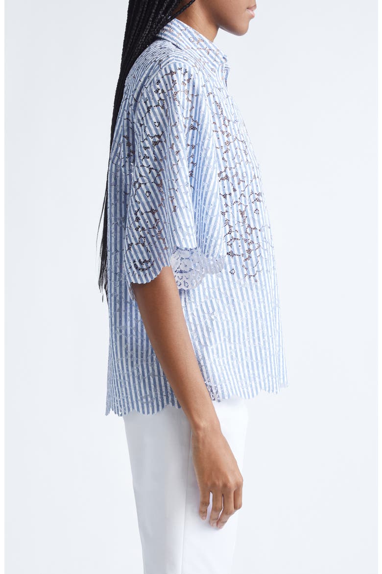 Stripe Floral Lace Shirt, Alternate, color, LAKE/OPTIC WHITE