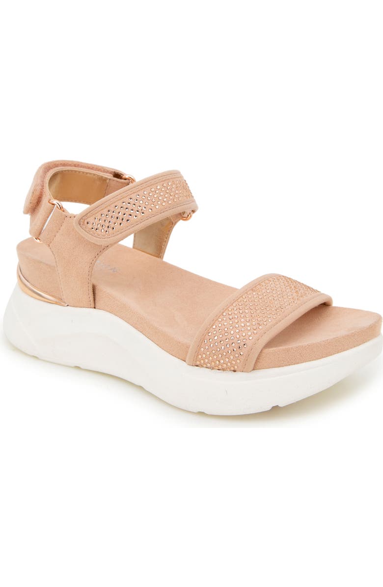 Reaction Kenneth Cole Halsey Ankle Strap Platform Sandal, Main, color, Blush Knit